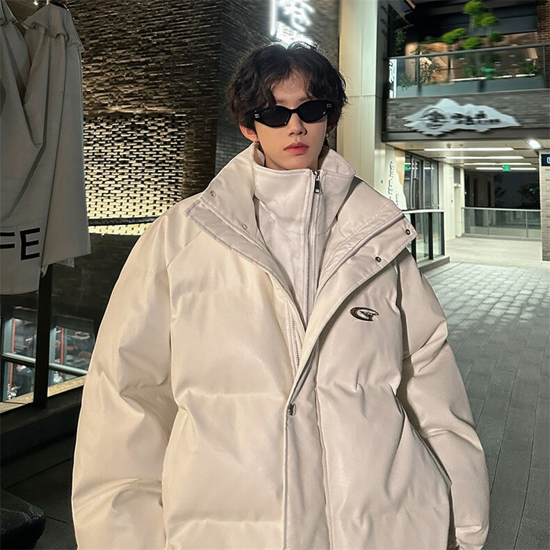 405A美式高街个性金属设计假两件pu皮棉服MY24925-P155控188,男装棉衣,星座405A