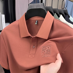 短袖T恤男士夏季翻领POLO衫男上衣纯色高克重半袖体恤男图片
