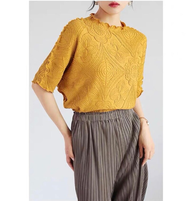 满身刺绣上衣压褶魔术上衣，其它，理想花缘