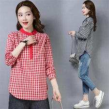 衬衫格子纯色甜美百搭时尚简约2021年春季新款，女装衬衫，小林双子