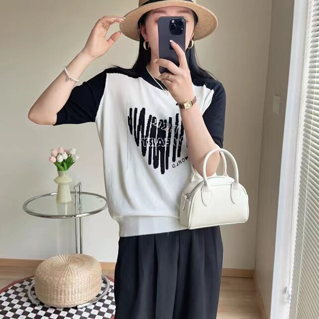 短袖女宽松高品质T恤衫半袖针织打底衫,女装T恤,九嘉羊绒