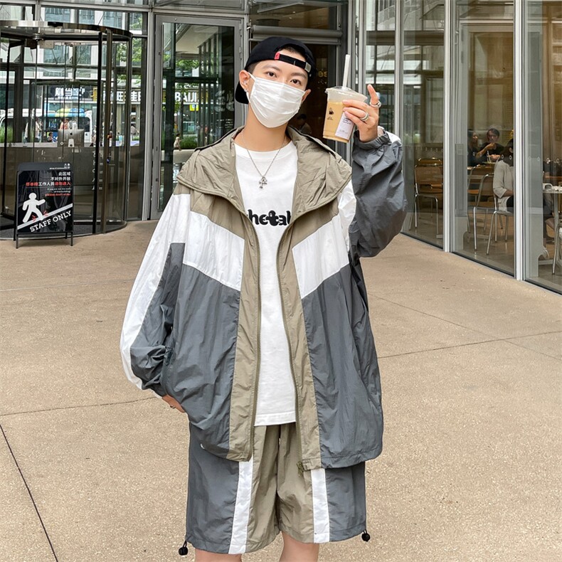 夏季连帽夹克衫防晒服套装运动风时尚防晒衣男XZ514-2-1612-P98,男装防晒衣,星座514-2(原B239)