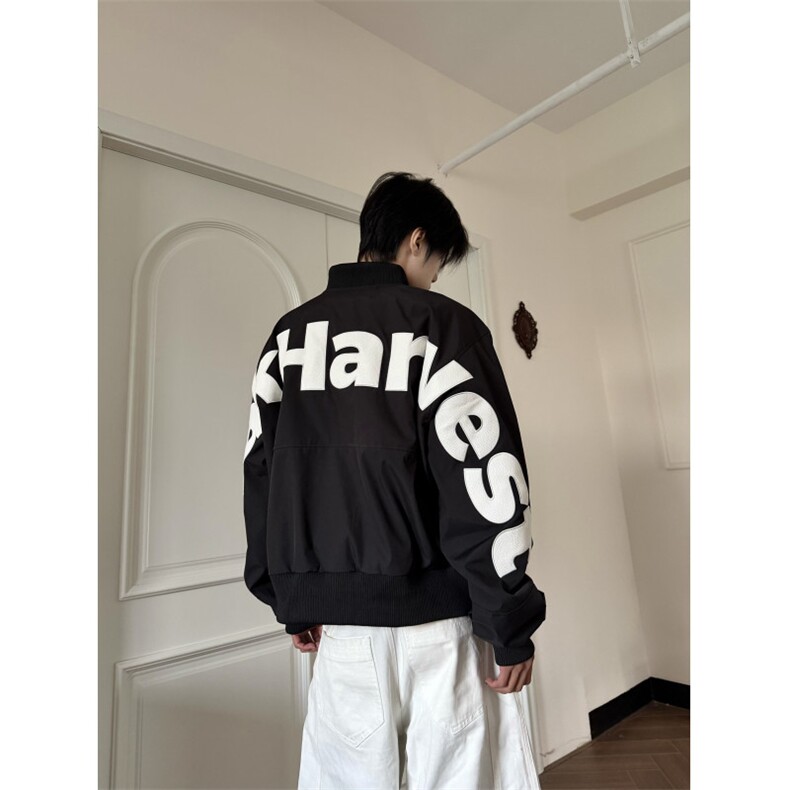 C316HXD12P98春装新款皮质刺绣夹克短款字母时尚外套夹克衫,男装夹克,电商C316