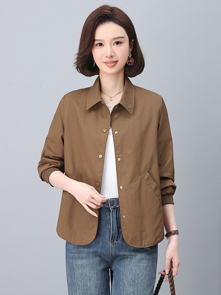 衬衫外套女春秋2025年新款大码宽松薄款长袖衬衣中年妈妈休闲上衣,女装短外套,雪樱依海