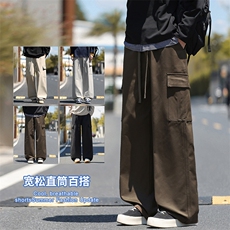 2025秋冬新款休闲男裤厚款直筒宽松松紧腰橡筋工装裤子潮3361-P42，男装工装外套，星座1006