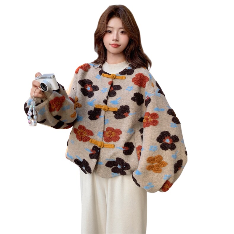 新款首上2C0281117P185K278夹棉加厚立体毛呢外套,女装毛呢外套,2C028