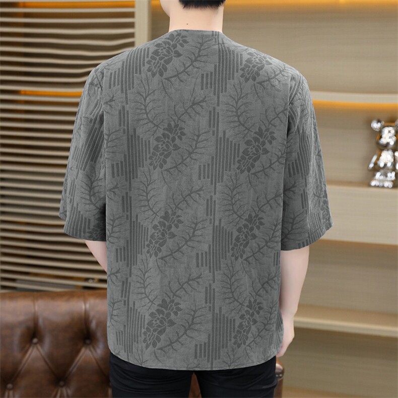 507A-T018-P552025春夏时尚男装百搭风棉麻短袖T恤,男装T恤,星座507A（原星座306B-2）
