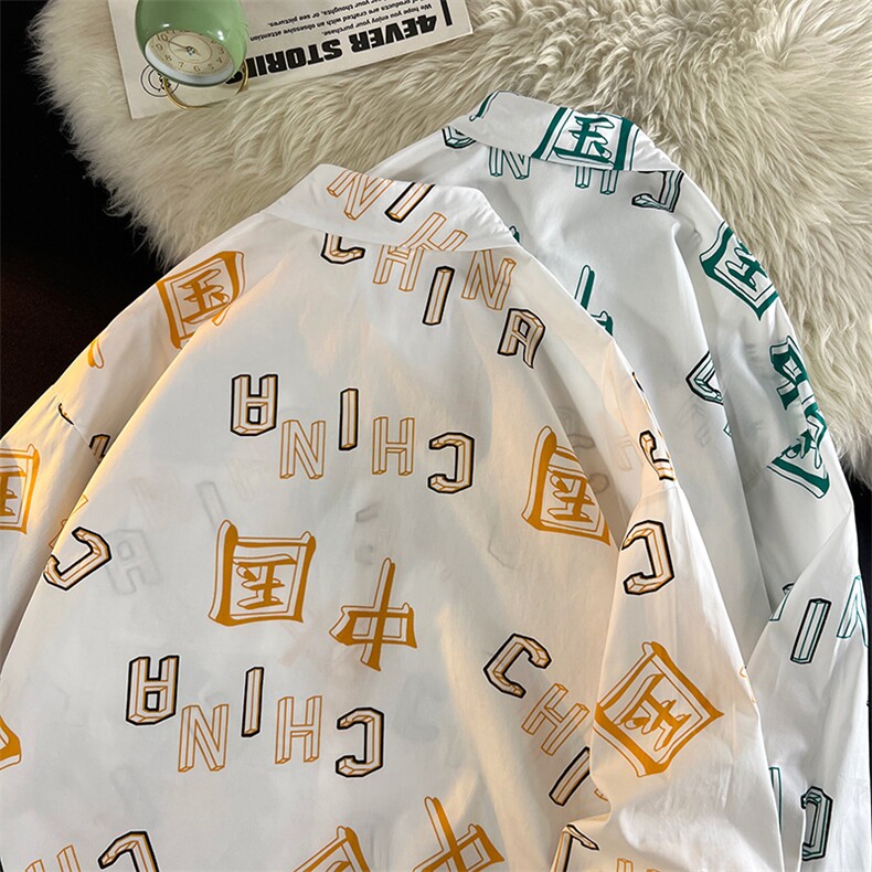 D201-DM160-P40男装港风宽松休闲大码潮流衬衫长袖秋装上衣,男装衬衫,电商D321-1