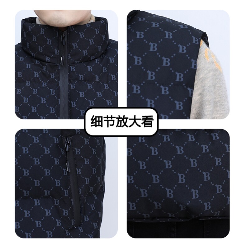 加绒加厚冬款男高领马甲棉衣背心休闲字母涂鸦外套MJ77P50,男装背心/马甲,星座1013-1