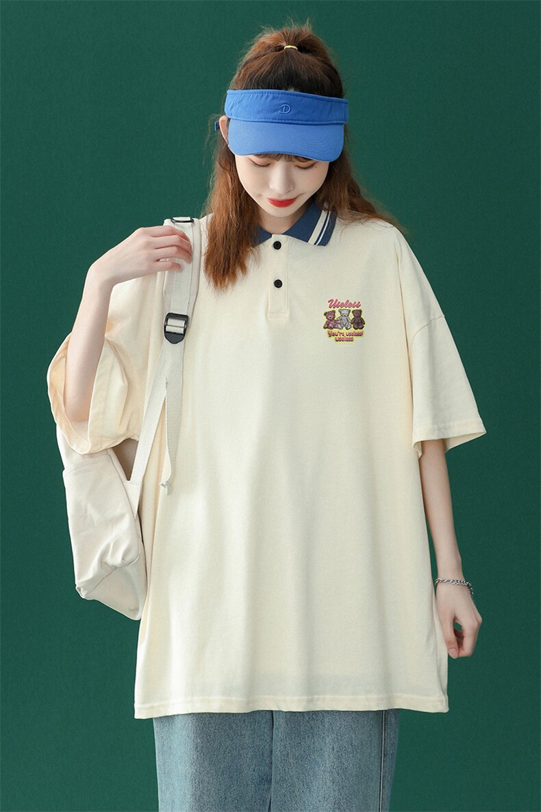 中性2023夏装新款设计感ins潮流宽松短袖POLO衫PL201P35控48,男装T恤,A247A