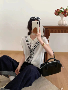 夏季竹节麻韩系印花短袖时尚百搭潮流图片