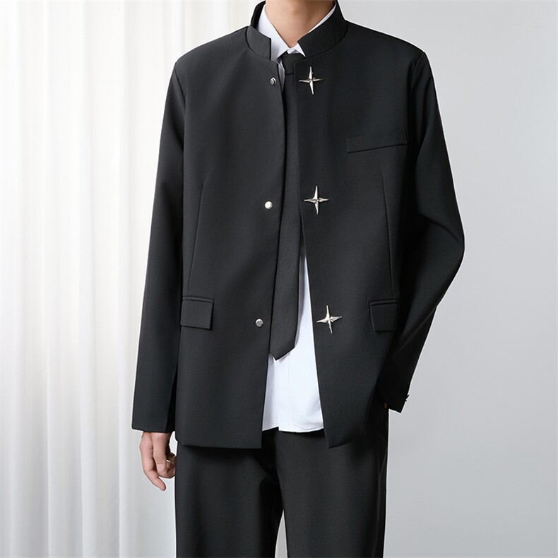 1506A/GW610/P62新中式黑色廓形西服夹克男小众宽松西装外套,男装夹克,星座1506A