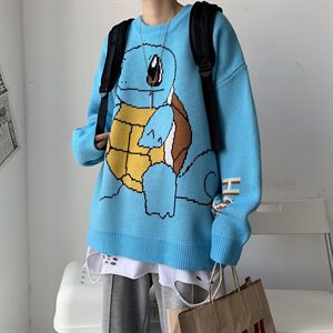 秋冬韩版潮流卡通情侣毛衣宽松慵懒套头个性针织衫QT809-P75图片