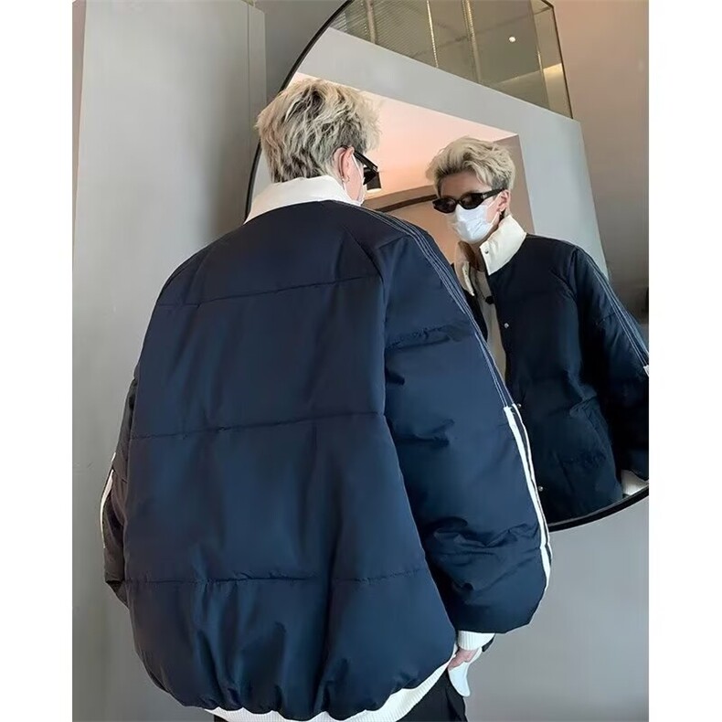 拼接棉衣男冬季三条杠韩系穿搭高级感面包服潮牌外套WT842/P90,男装棉衣,星座506
