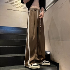 美式复古条纹运动卫裤男女潮ins直筒阔腿裤子情侣休闲裤QK30-P35，男装休闲裤，星座1008-1