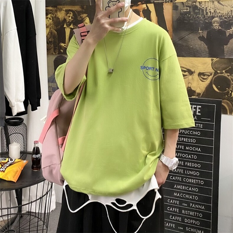 2021夏季短袖t恤衫男港风宽松打底衫潮流A210-A8307-P25 控38图片