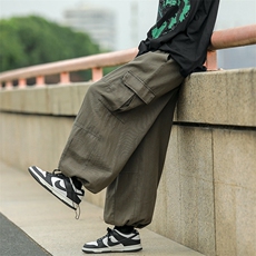 美式束脚工装裤子男日系港风ins宽松阔腿休闲长裤潮K02960-P40，男装休闲裤，星座308B-1