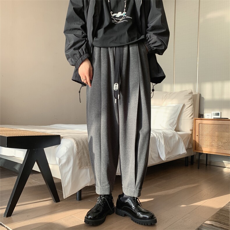 搭配马丁靴的裤子男春秋季青少年痞帅高级感西装裤垂感九分休闲裤,男装休闲裤,电商C305A