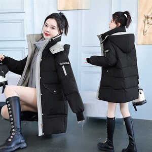 撞色减龄羽绒棉服女冬2025新款宽松小个子棉衣加厚面包服棉袄外套图片