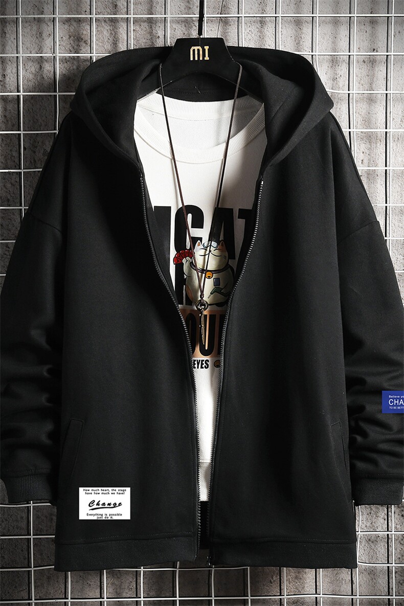 KS21062-P38加绒款-P43连帽开衫卫衣男运动外套大码班服网格,男装卫衣,电商A040A
