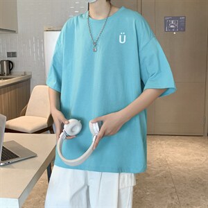 男圆领T恤宽松短袖五分袖T0004P26图片