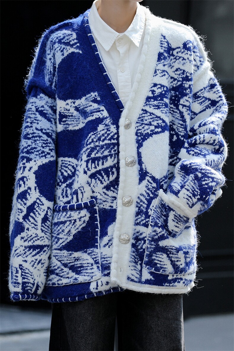 8XL-M慵懒风软糯毛衣开衫针织开衫外套男中长款MY1215P118控148,男装针织衫/毛衣,电商D206-1