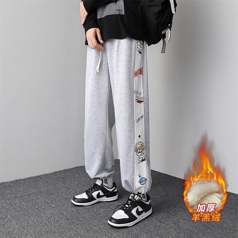 羊羔绒裤运动裤裤休闲裤潮流秋冬卫裤宽松束脚A068-AGLK82-TP55,男装休闲裤,电商A068