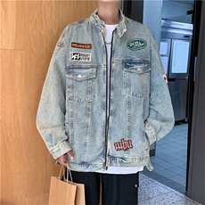 美式复古牛仔外套男女水洗做旧工装夹克vintage立领机车服JK1215，男装夹克，星座1116A-1（原606A）