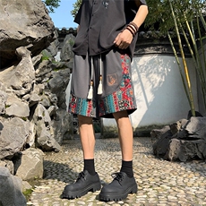 短裤男夏季美式复古拼接五分裤潮牌宽松大码XZ102B-1DK2409P35，男装牛仔裤，星座102B-1