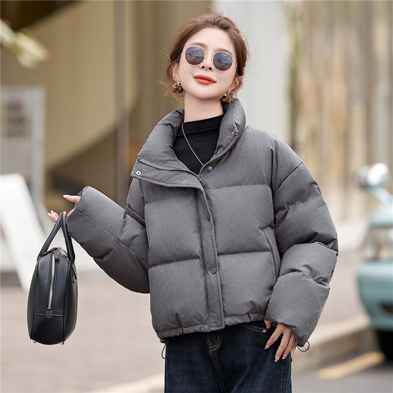 短款羽绒服女2025冬季新款小个子宽松立领白鸭羽绒面包服外套,女装羽绒服,美沁