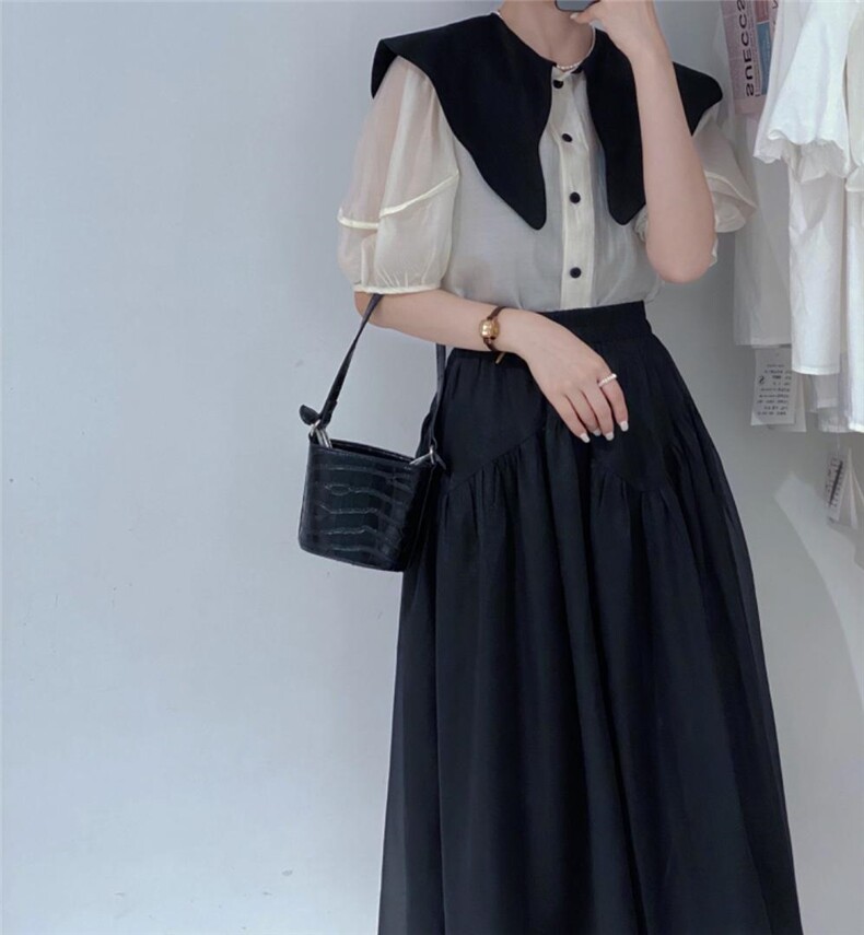 拼色衬衫，女装衬衫，驿谷