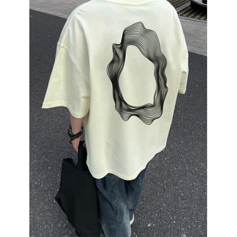 重磅美式高街印花纯棉大码宽松休闲短袖T恤T2508-P25控38,男装T恤,电商B219A
