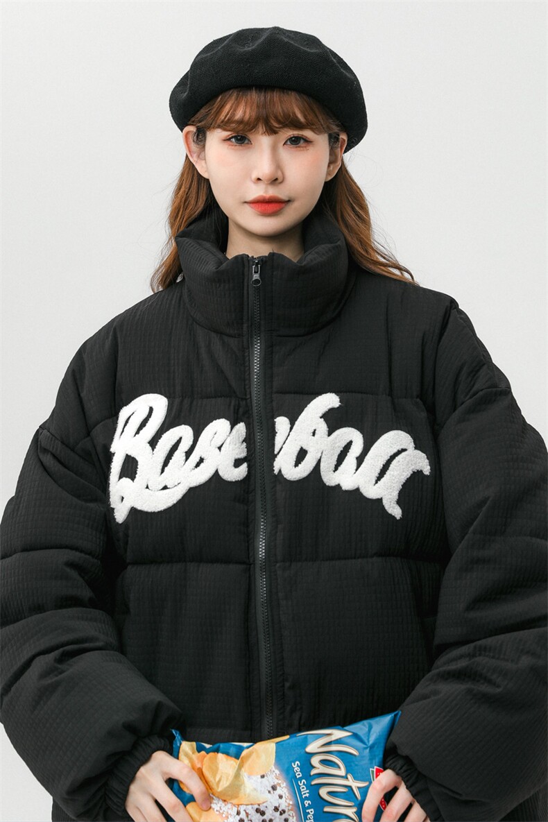 中性风2023冬季新款情侣毛巾绣棉衣立领加厚潮牌棉服MYTC157P95,男装棉衣,电商B220