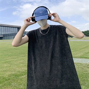 无袖t恤男潮流百搭宽松个性坎肩上衣ins港风夏季ST138P32图片