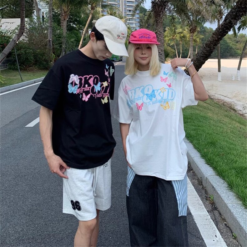 万针全刺绣工艺抖音得物高品质260克重磅纯棉双纱美式高街短袖T恤图片