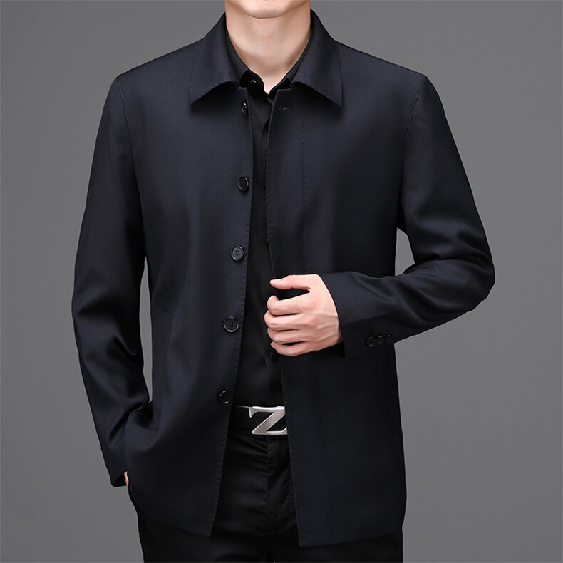 HM8056商务风衣男士外套翻领休闲秋冬爸爸装P175，男装风衣，电商B360