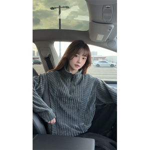 雪尼尔立领卫衣美式复古潮流打底设计重磅翻领外套卫衣 常规P42图片