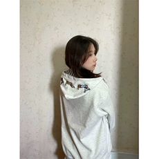 美式开衫字母腊肠小狗刺绣连帽卫衣男女秋冬韩系慵懒风外套-Y1523，女装短外套，星座601-1