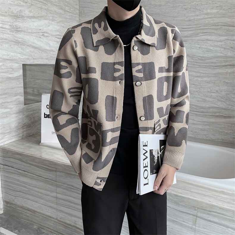 字母开衫毛衣男韩版2025秋季网红潮牌青年针织衫社会小伙长袖外套，男装针织衫/毛衣，电商A327
