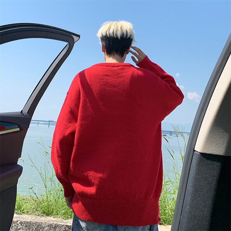 潮牌毛衣男冬百搭宽松圆领打底针织衫日系复古情侣线衣MY624-P40,男装T恤,星座308B-2