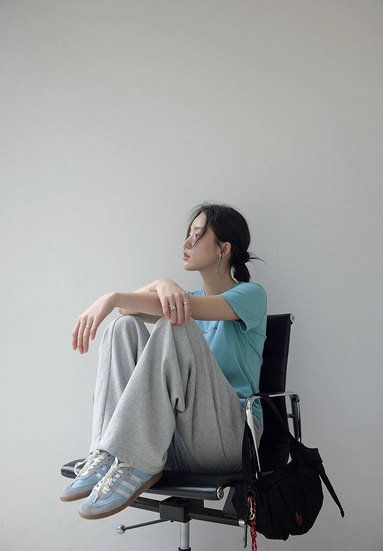 夏日凉感瓦尔登湖蓝字母印花短袖休闲短袖上衣,女装T恤,湘姗