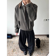 宽松休闲百搭呢料撞色格子外套D328-JK21-P118，女装短外套，电商D328