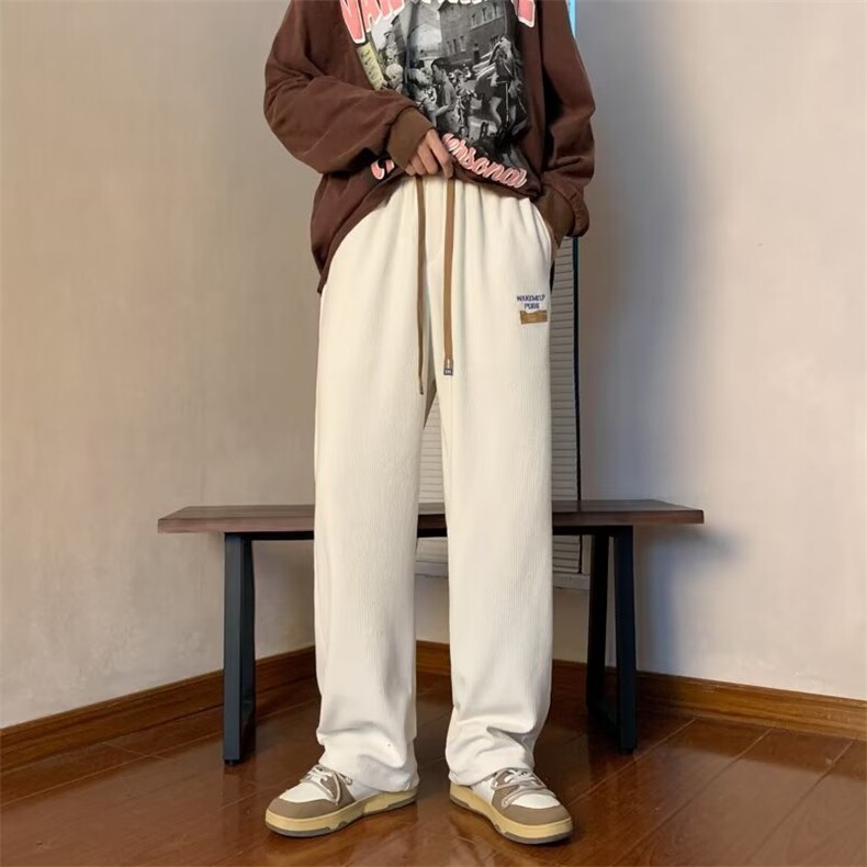 贴标美式重磅裤子男款垂感阔腿长裤00克抗崩灯芯绒XK92P35,男装休闲裤,星座1116-2