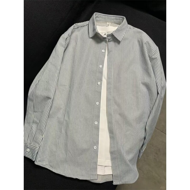 1506/QXX290/P40复古条纹长袖阳光干净上衣高级感痞帅衬衣外套,男装衬衫,星座1506