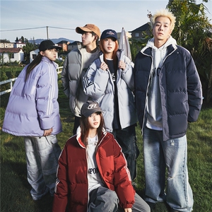 ！冬季条纹五防立领加绒加厚棉衣情侣撞色棉服外套MY7777-P75图片