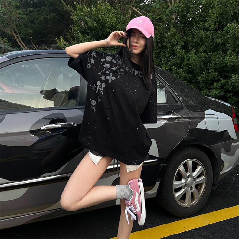 万针全刺绣工艺抖音得物高品质260克重磅纯棉双纱美式高街短袖T恤,男装T恤,电商A486-1