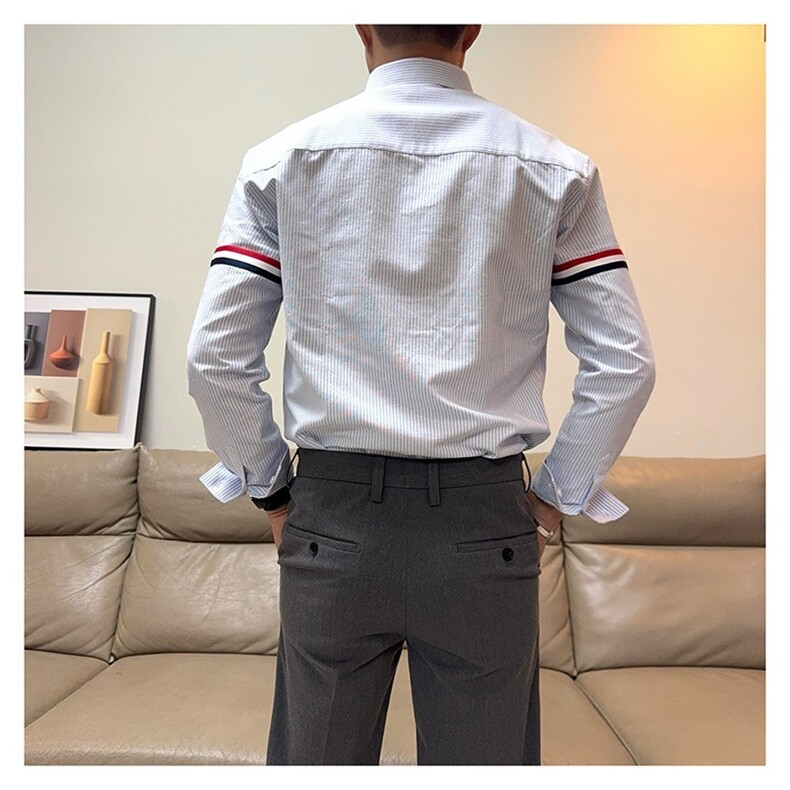 高品质秋冬款男女条纹衬衫宽松休闲衬衣cs6777P45,男装衬衫,星座1013-1