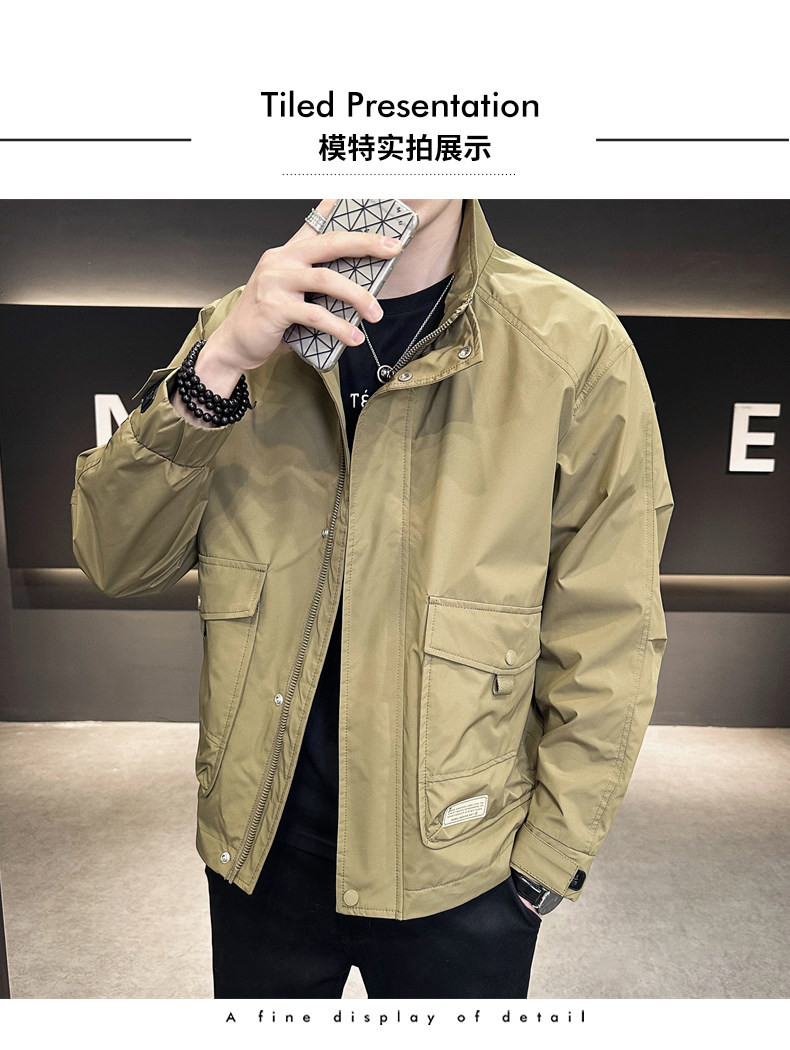 DS-A225-8002秋季新款薄款外套立领帅气青年夹克百搭时尚潮流上衣,男装夹克,电商A225