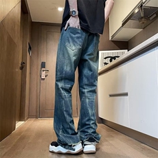 美式高街水洗复古直筒牛仔裤ins潮流夏季新款Q7271-P48，男装牛仔裤，星座1109-3