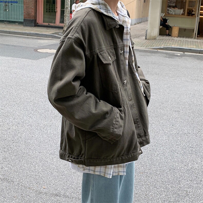 复古夹克潮流港风多口袋百搭休闲牛仔上衣HY02TP60控85,男装夹克,电商A102B